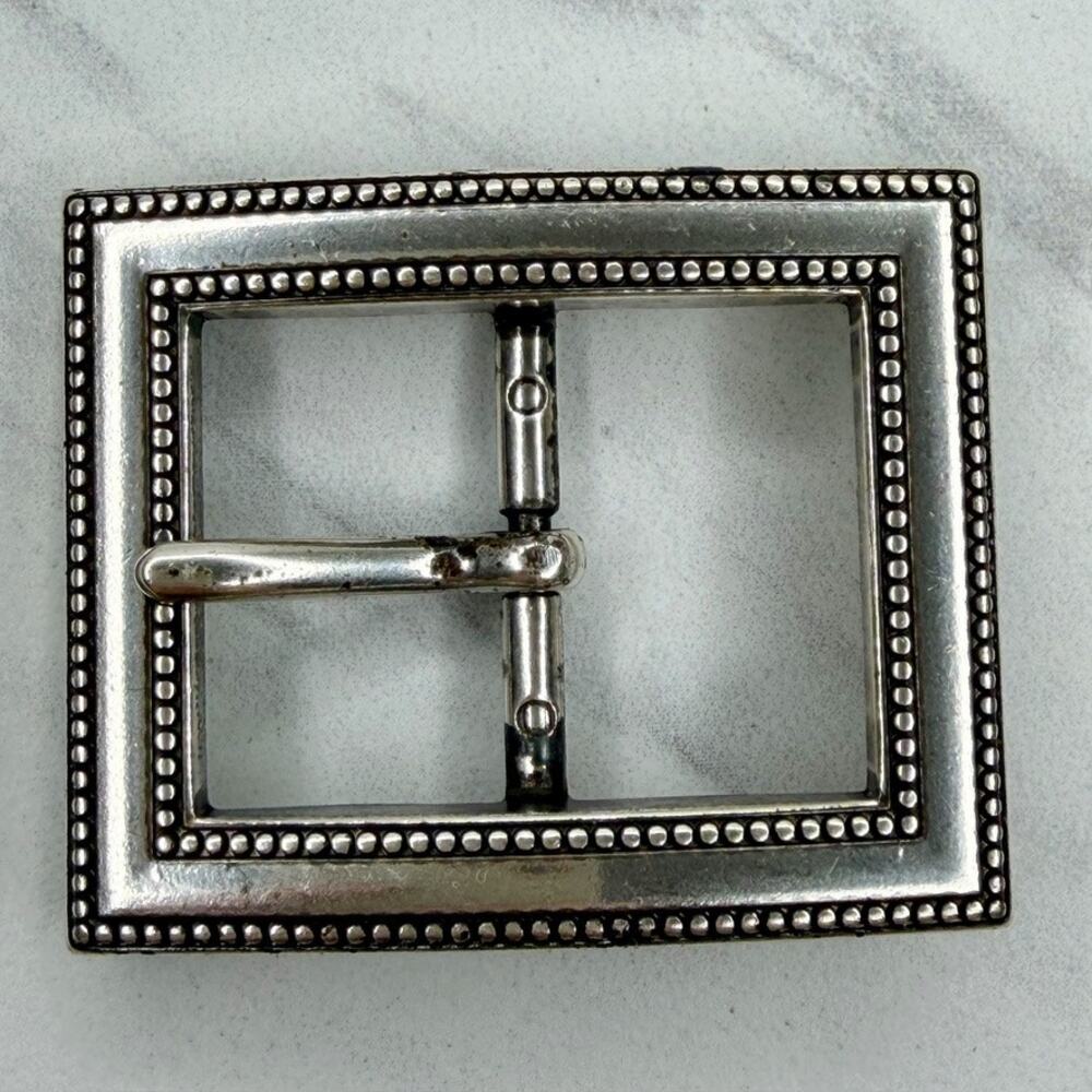 Silver Tone Studded Rectangle Belt Buckle Center Bar ✨